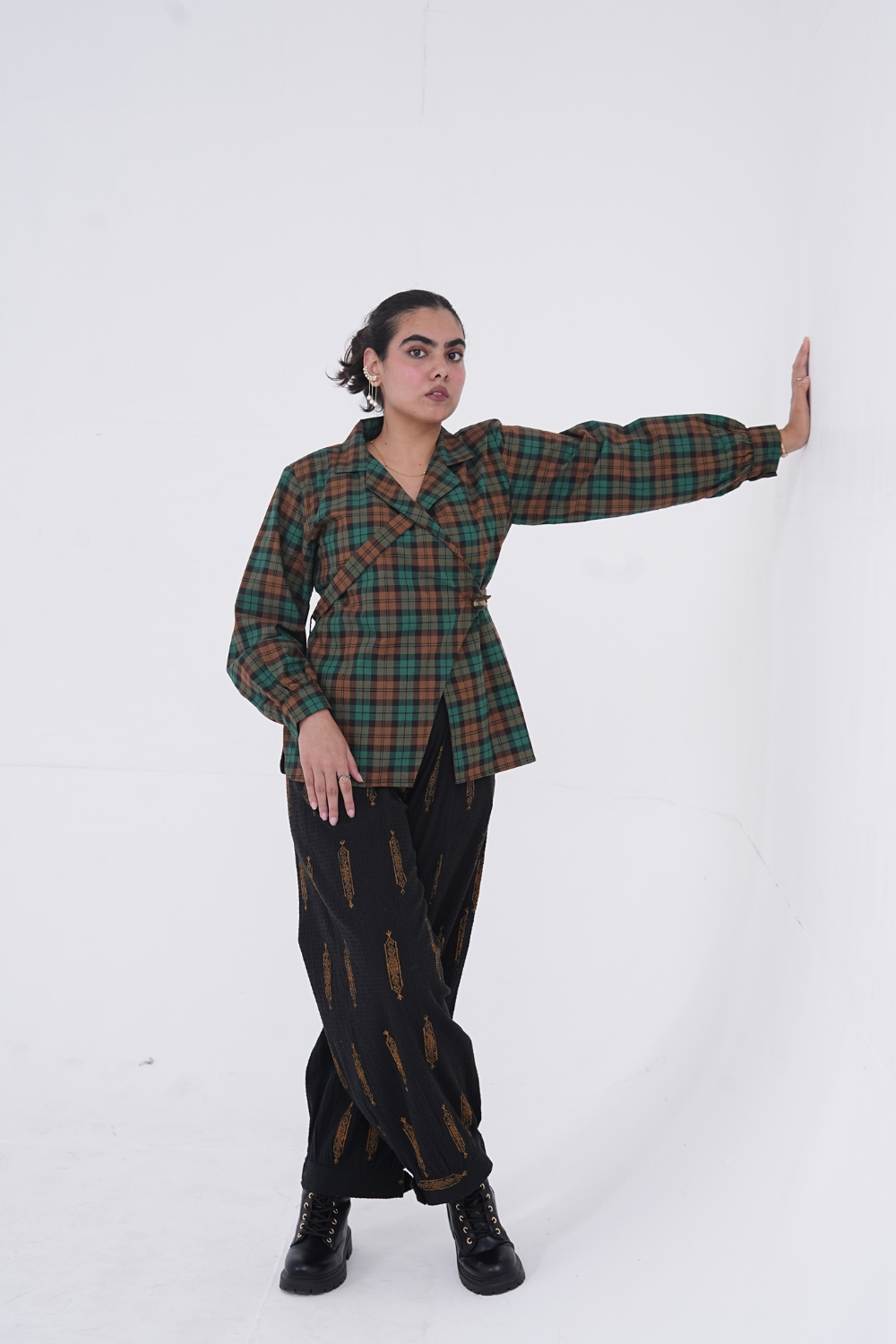 Check Wrap Belt Shirt